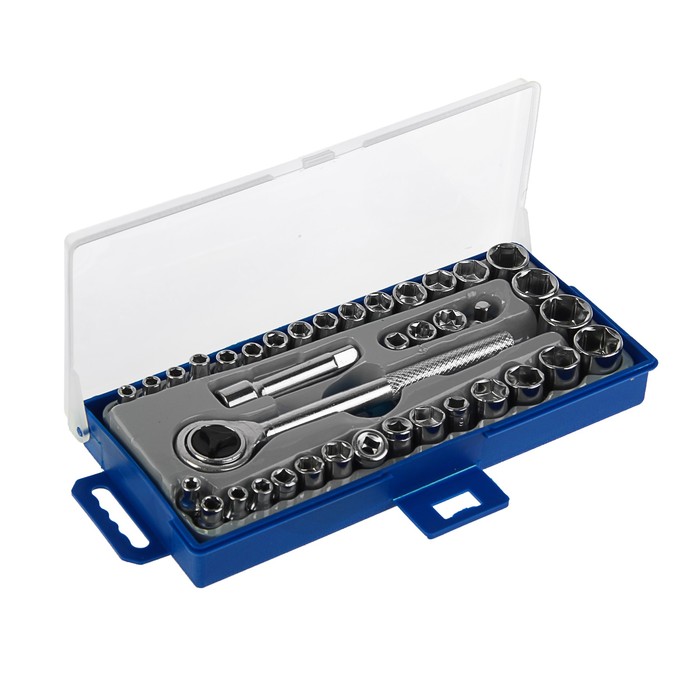 Набор торцевых головок "КУРС", 3/8", метрические и дюймовые, 40 шт.