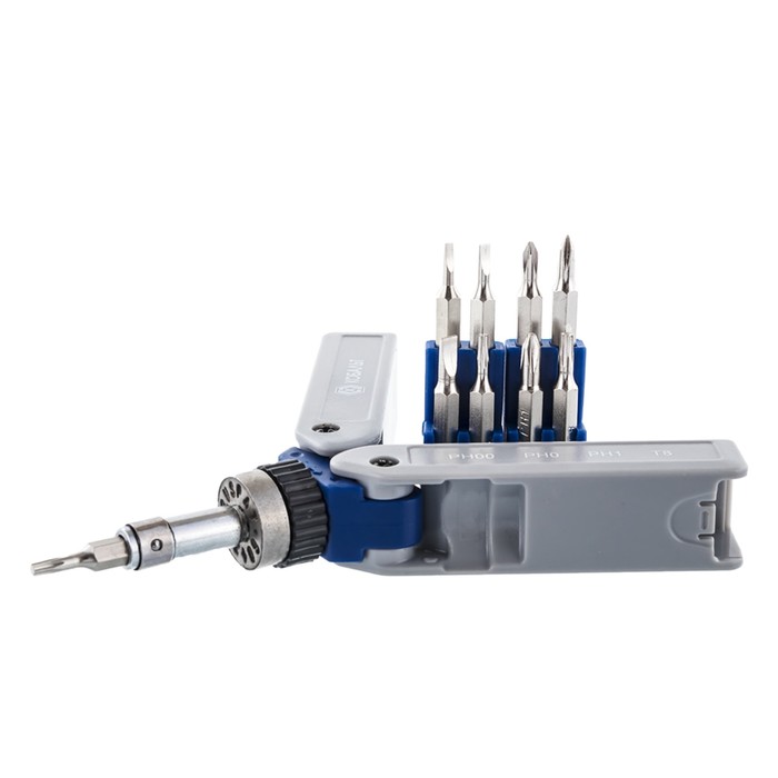 Отвёртка реверсивная "КОБАЛЬТ" 245-466, CR-V, складная, биты для точных работ