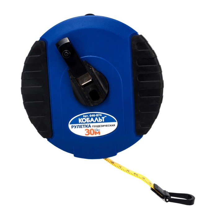 Рулетка геодезическая "КОБАЛЬТ" 646-874, 30 м × 13 мм, закрытый корпус, фиберглас. лента