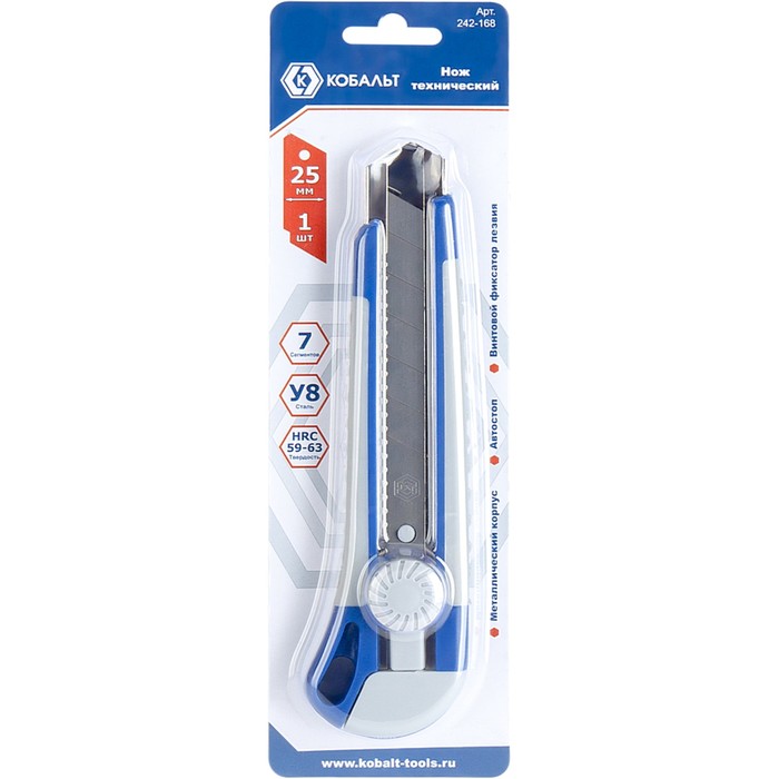 Нож универсальный "КОБАЛЬТ", комбинированный корпус, усиленный, 25 мм