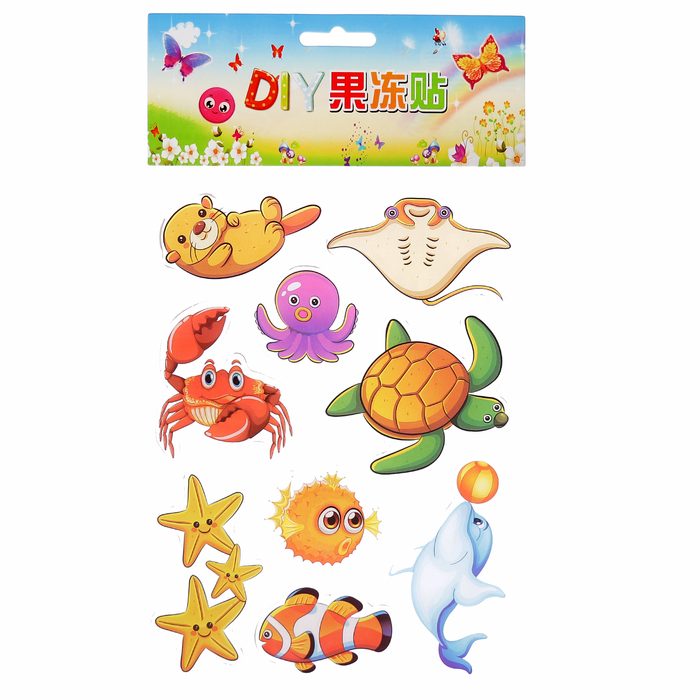 Наклейка силикон на стекло "Подводное царство" МИКС 25х15,5 см