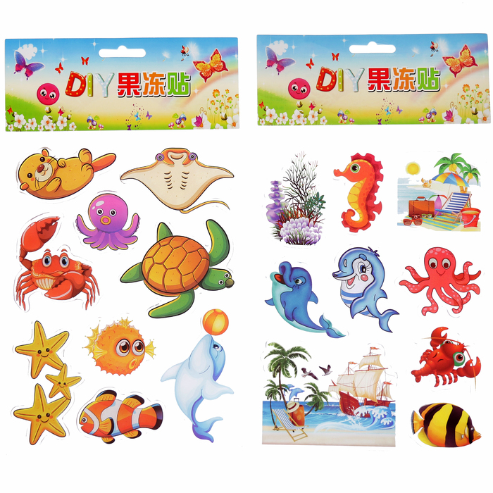 Наклейка силикон на стекло "Подводное царство" МИКС 25х15,5 см