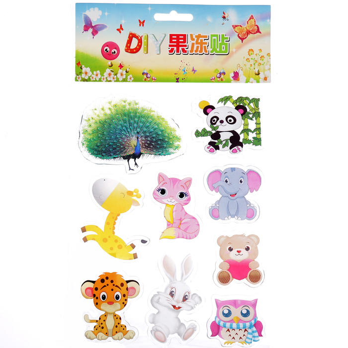 Наклейка силикон на стекло "Зоопарк" 25х15,5 см