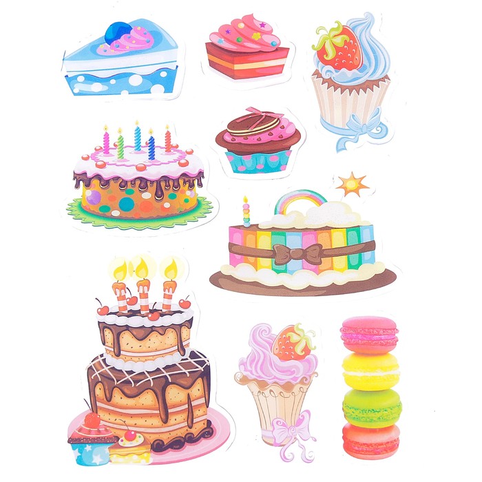 Наклейка силикон на стекло "Десерты" 25х15,5 см