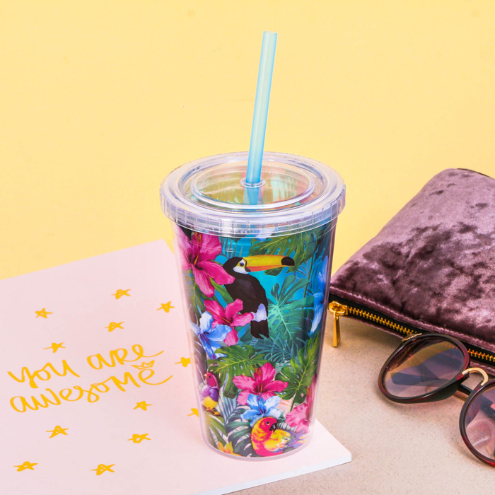 Стакан с трубочкой "Тукан", 500 мл