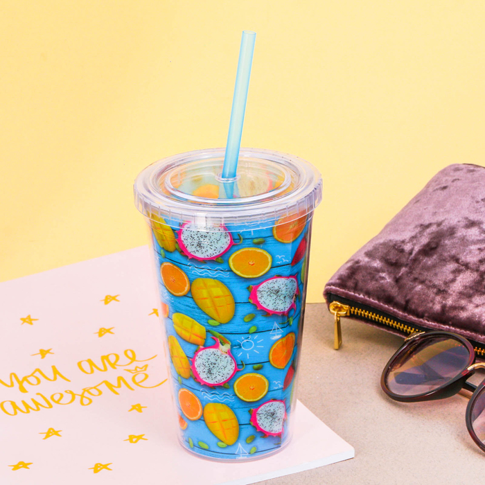 Стакан с трубочкой "Сочного настроения", 500 мл
