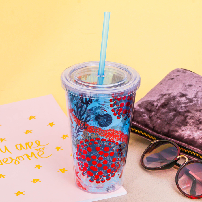 Стакан с трубочкой "Море", 500 мл