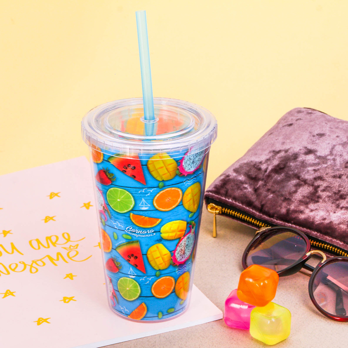 Стакан с кубиками для охлаждения "Сочного настроения", 500 мл