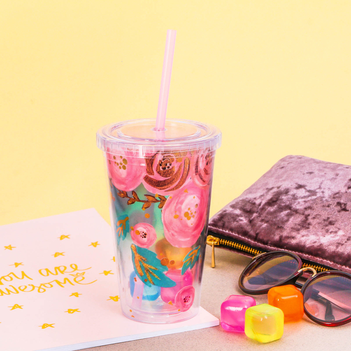 Стакан с кубиками для охлаждения "Цветы", 500 мл