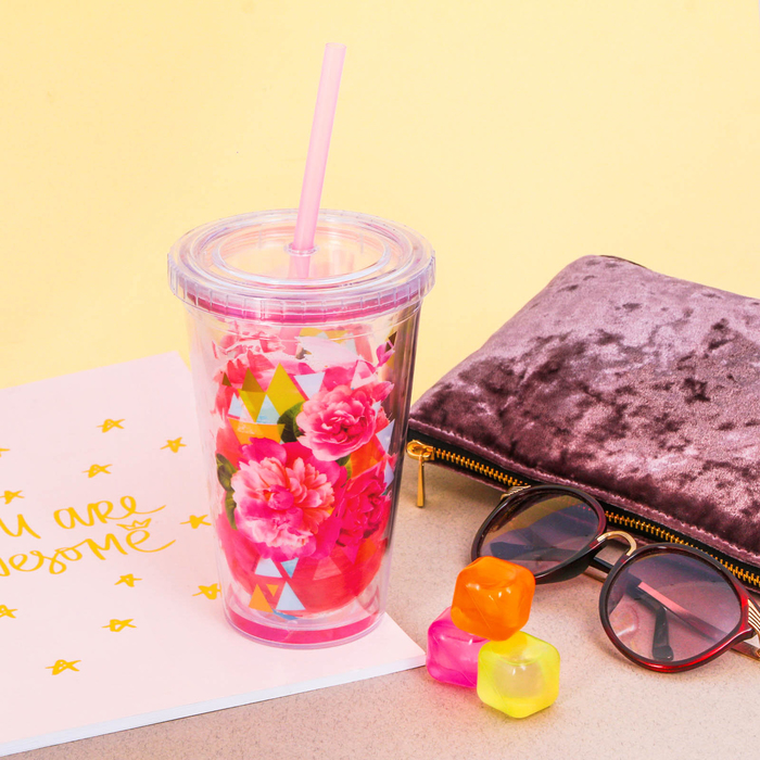 Стакан с кубиками для охлаждения "Пионы", 500 мл