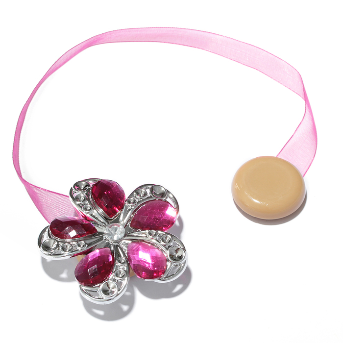 Подхват для штор на ленте "Цветок ромашка" d5,5см, цвет розовый