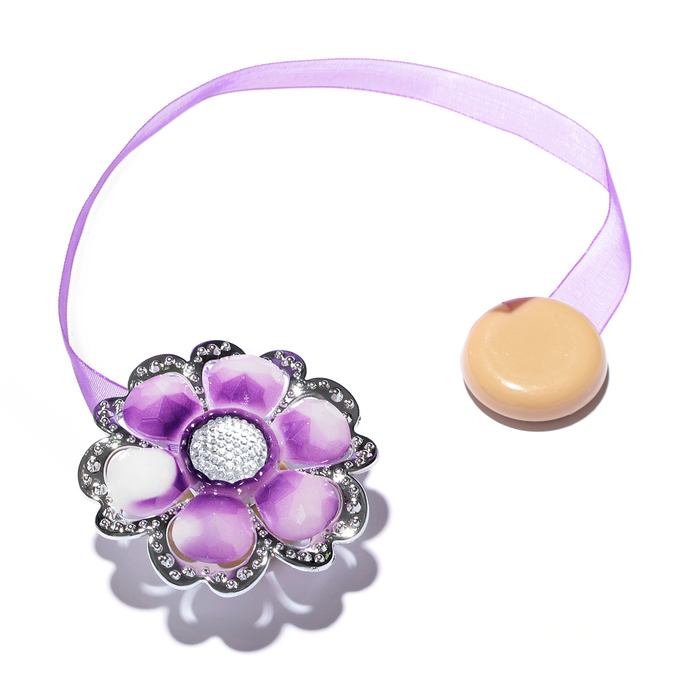 Подхват для штор на ленте "Цветок объёмный ромашка", d5,5см, цвет сиреневый
