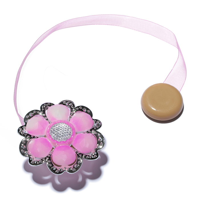 Подхват для штор на ленте "Цветок объёмный ромашка", d5,5см, цвет розовый