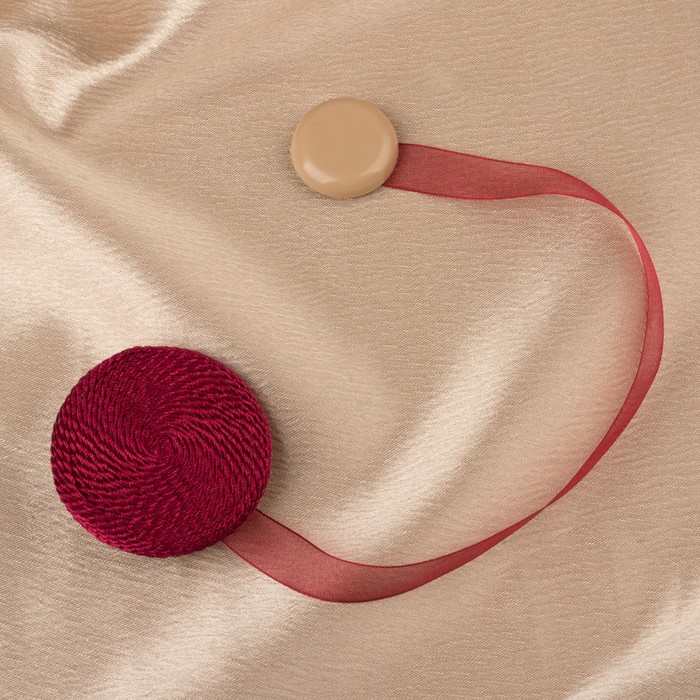 Подхват для штор на ленте "Круг", верёвки, d5,5см, цвет бордовый