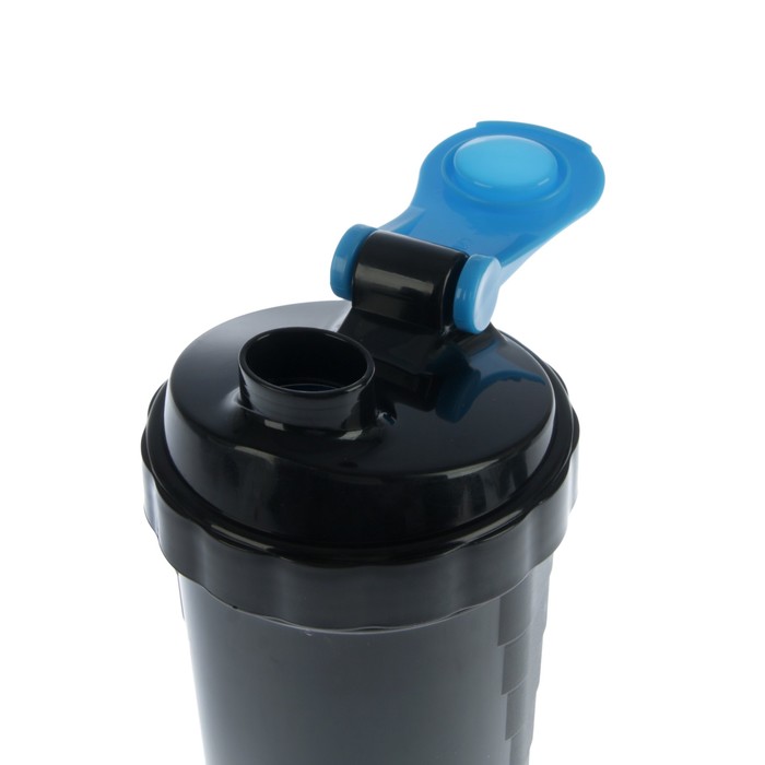 Шейкер 500 мл, с пружинкой, запирающаяся петля, с отсеками, синий, 11х26.5 см