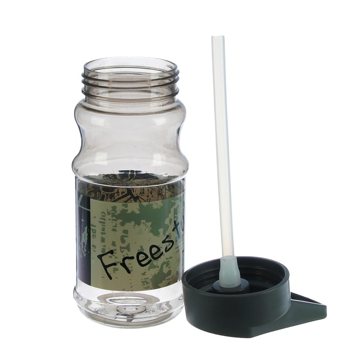 Бутылка для воды 500 мл, Серия Урбан, поильник, трубка, вытянутая ручка, микс, 7х19.5 см