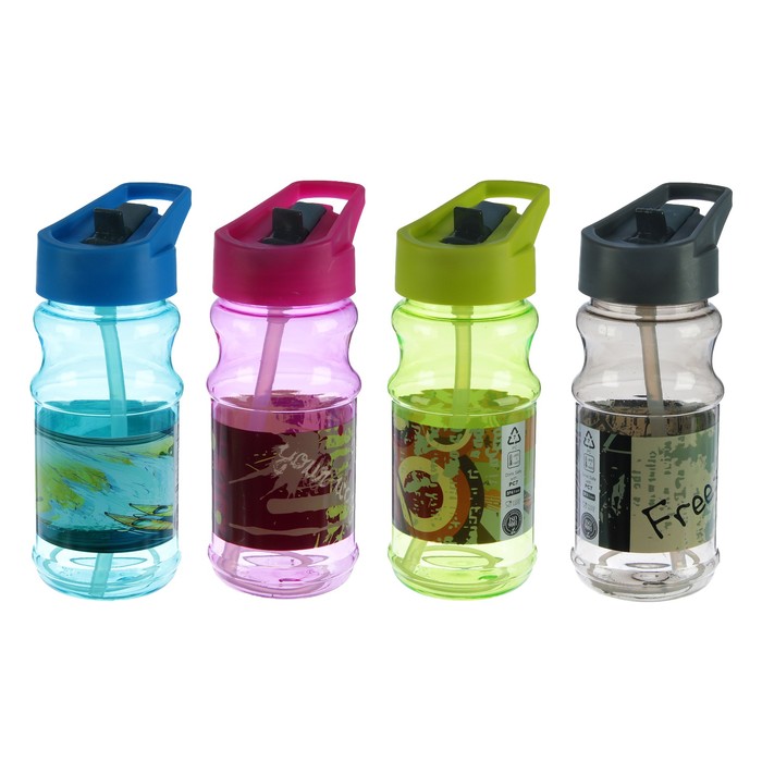 Бутылка для воды 500 мл, Серия Урбан, поильник, трубка, вытянутая ручка, микс, 7х19.5 см