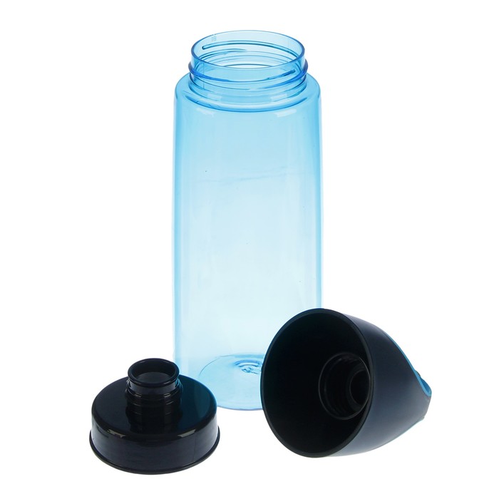 Бутылка для воды 650 мл, прямая, крышка с кольцом, на карабине, микс, 7.5х22 см