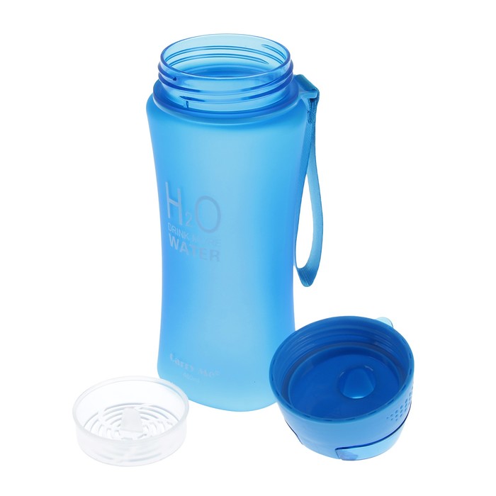 Бутылка 480 мл H2O, матовая, на браслете, крышка на защёлке, микс, 7х21 см