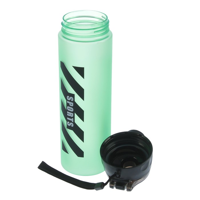 Бутылка для воды 700 мл, с надписями, рисунок полоски, крышка на защёлке, микс, 7х25 см