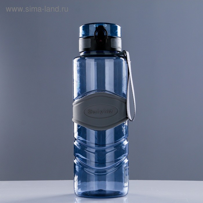 фото Бутылка для воды 1350 мл, с резиновой вставкой ромбик, на браслете, микс, 8.5х27 см
