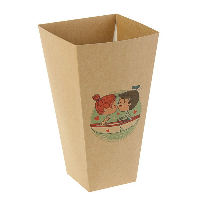 Пакет для цветов "Двое в лодке", 9 х 15 х 27 см