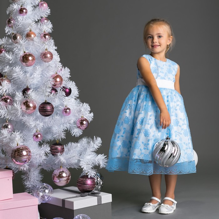Нарядное платье для девочки, рост 128 (64) см, цвет голубой 8134