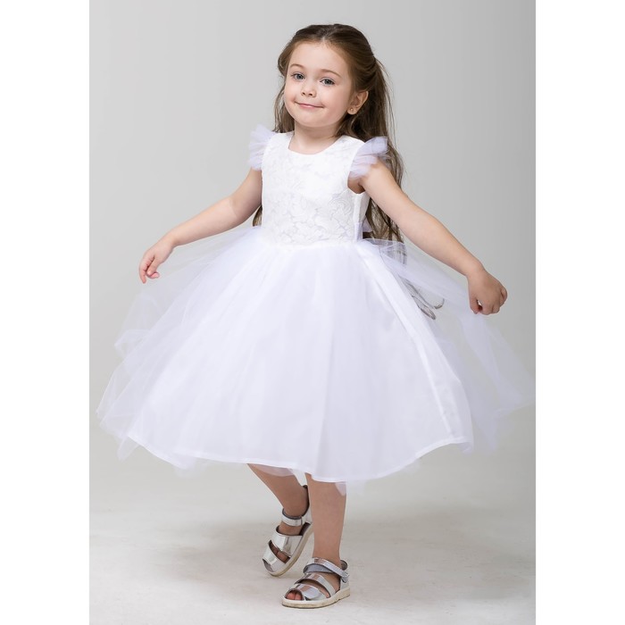 Нарядное платье для девочки, рост 122 (64) см, цвет белый 8137