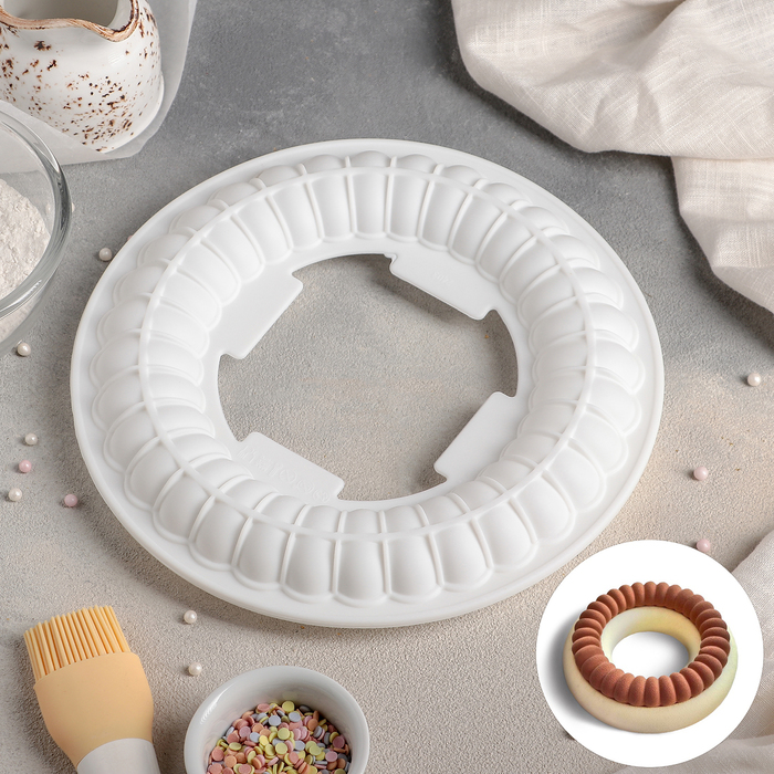 Форма для выпечки и муссовых десертов 23,5х3,5 см "Начинка. Рулет", цвет белый