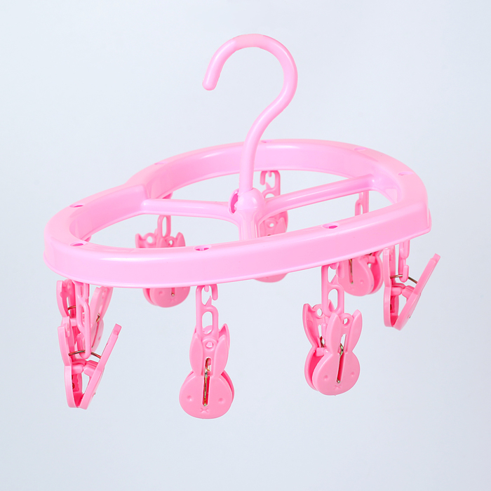 Сушилка для белья подвесная "Сердечко" 8 прищепок,21x18см, цвет МИКС