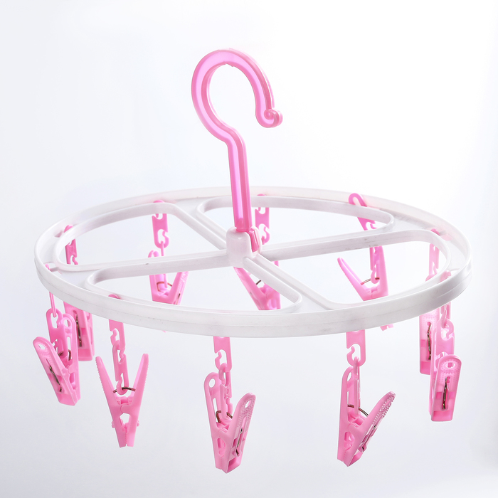 Сушилка для белья подвесная овальная 10 прищепок, 27x19,5 см, цвета МИКС