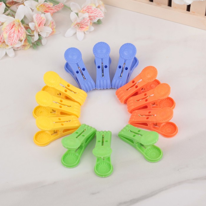 Набор прищепок бельевых "Подсолнух" 12 шт 5,5 см, цвет МИКС