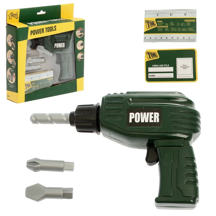 Набор инструментов «Дрель», 3 насадки, работает от батареек