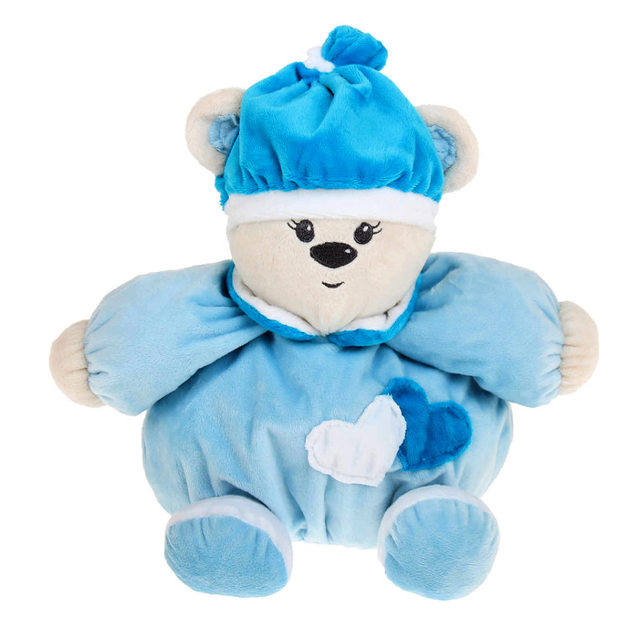 Мягкая игрушка-погремушка "Мишка", цвет голубой