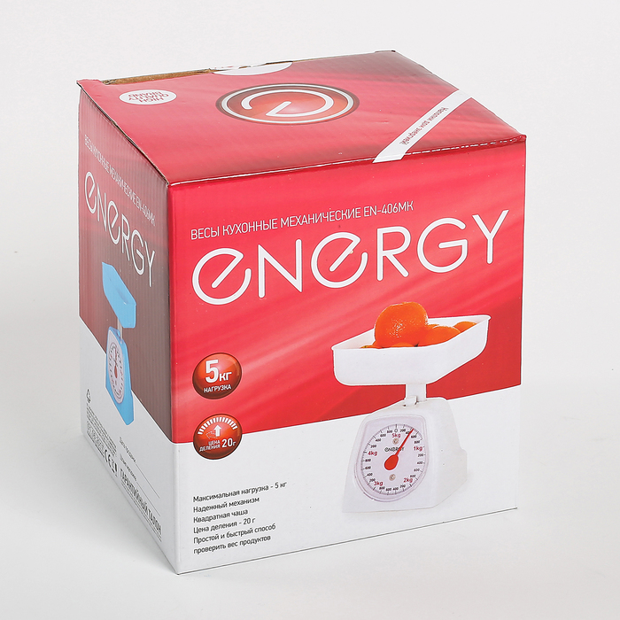 Весы кухонные механические ENERGY EN-406МК, синий, до 5 кг, квадратные
