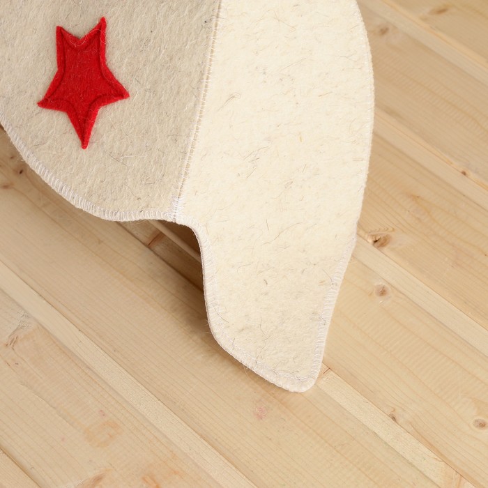 Шапка банная "Будёновка" белая, РУССКИЙ ВОЙЛОК, 100% "наша" шерсть