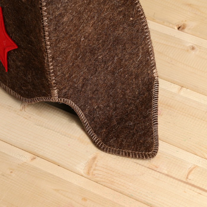 Шапка банная "Будёновка" серая, РУССКИЙ ВОЙЛОК, 100% "наша" шерсть