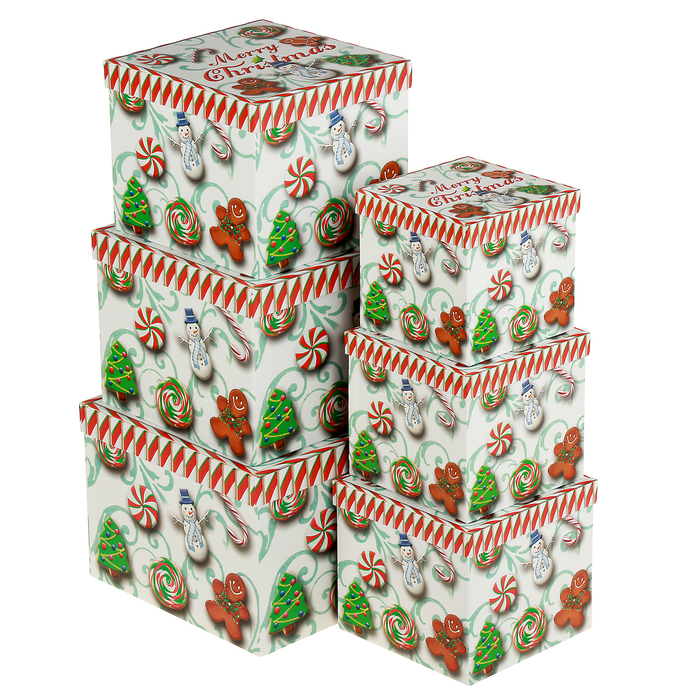 Набор коробок 6в1 "Рождество", 24,5 х 24,5 х 18 - 15 х 15 х 13 см