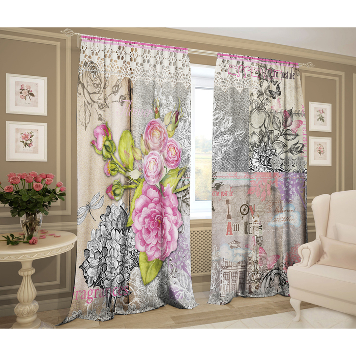 Комплект штор Ожидание весны 147х267 +/- 3см 2шт, габардин, п/э