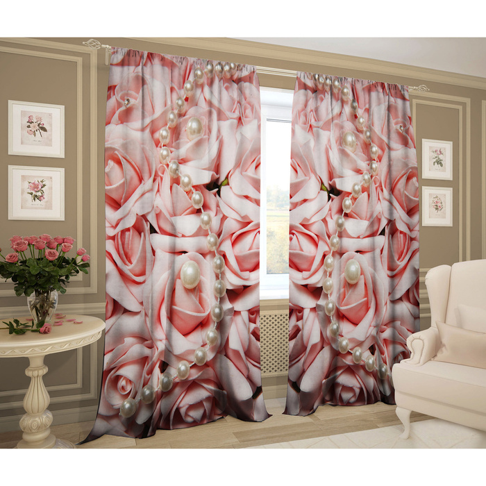 Комплект штор Розовый эффект 147х267 +/- 3см 2шт, габардин, п/э