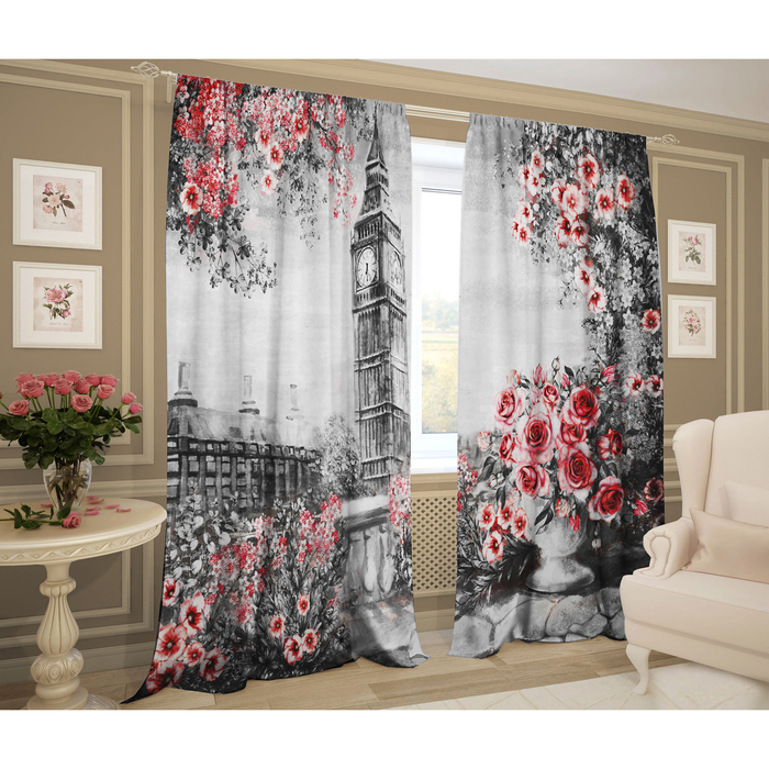 Комплект штор Символ Лондона 147х267 +/- 3см 2шт, габардин, п/э
