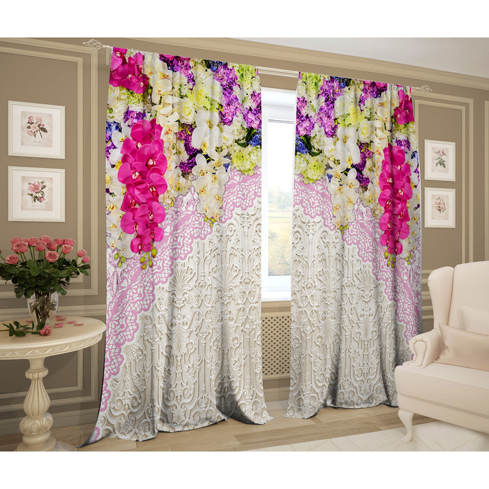 Комплект штор Фрейлина 147х267 +/- 3см 2шт, розовый, габардин, п/э