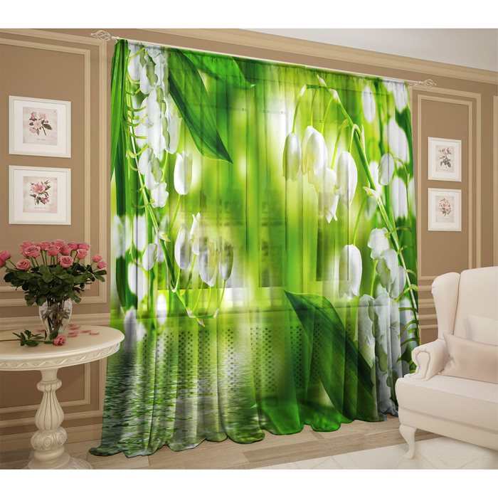 Тюль Душистый ландыш 147х267 +/- 3см, 2шт, шифон, п/э