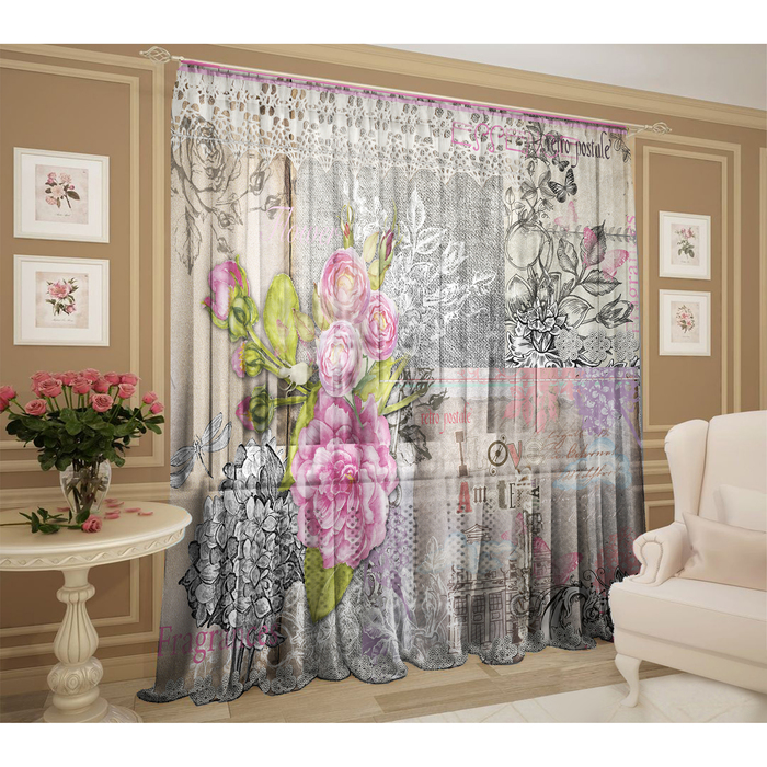 Тюль Ожидание весны 147х267 +/- 3см, 2шт, шифон, п/э