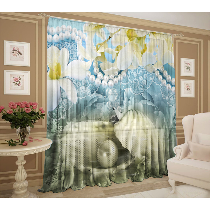 Тюль Океан Эльзы 147х267 +/- 3см, 2шт, шифон, п/э