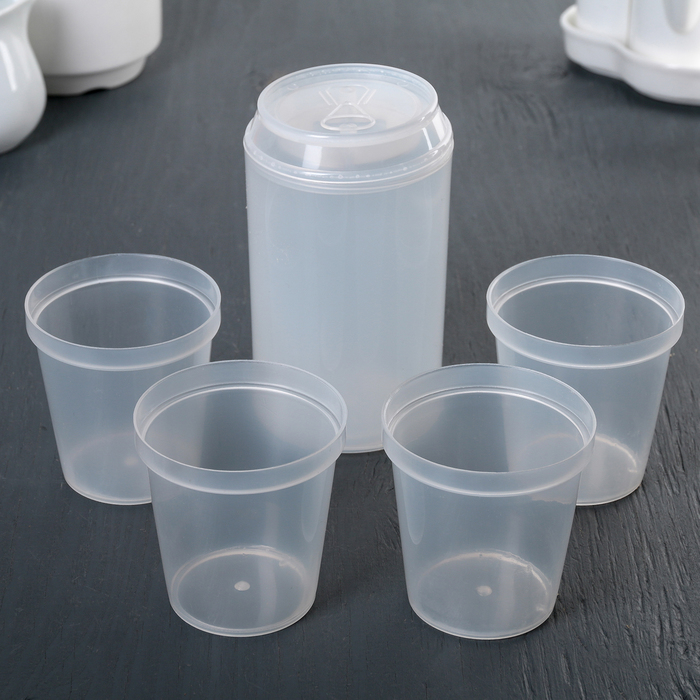 Набор питьевой "Банка", 5 предметов: кувшин 350 мл, 4 стакана 150 мл, открывалка