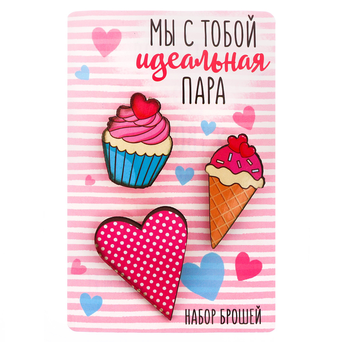 Набор брошей деревянных "Мы с тобой идеальная пара"