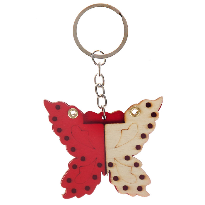 Брелок дерево медальон раздвижной "Бабочка" МИКС 5х6 см