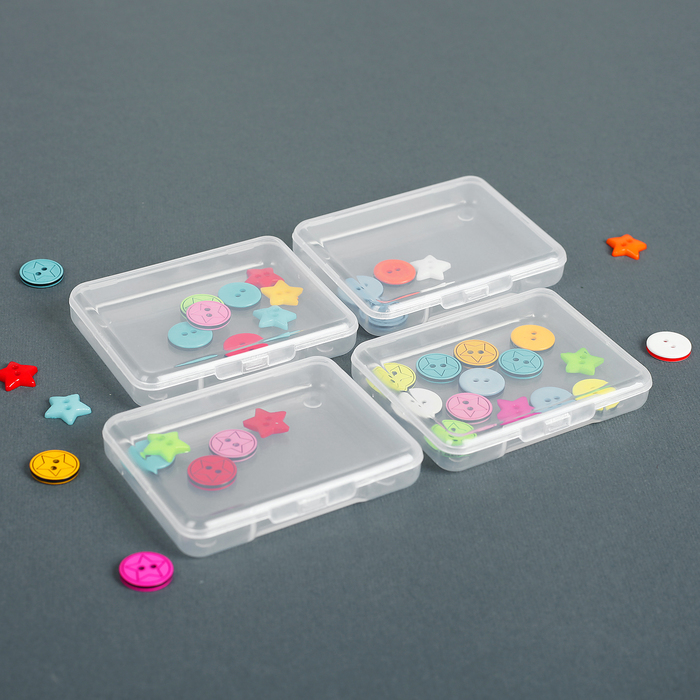 Контейнеры для хранения мелочей, 6,8*5,8*1см, 4шт, цвет прозрачный