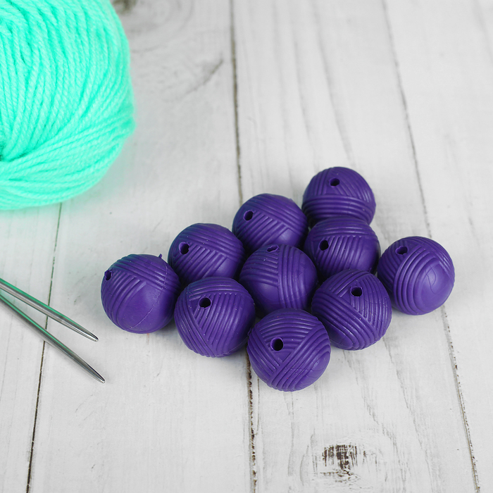 Заглушка для спиц "Клубок", d=2см, 10шт, цвет фиолетовый
